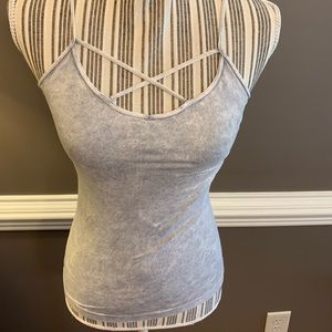 Nikibiki Lt gray stretch crisscross tank top